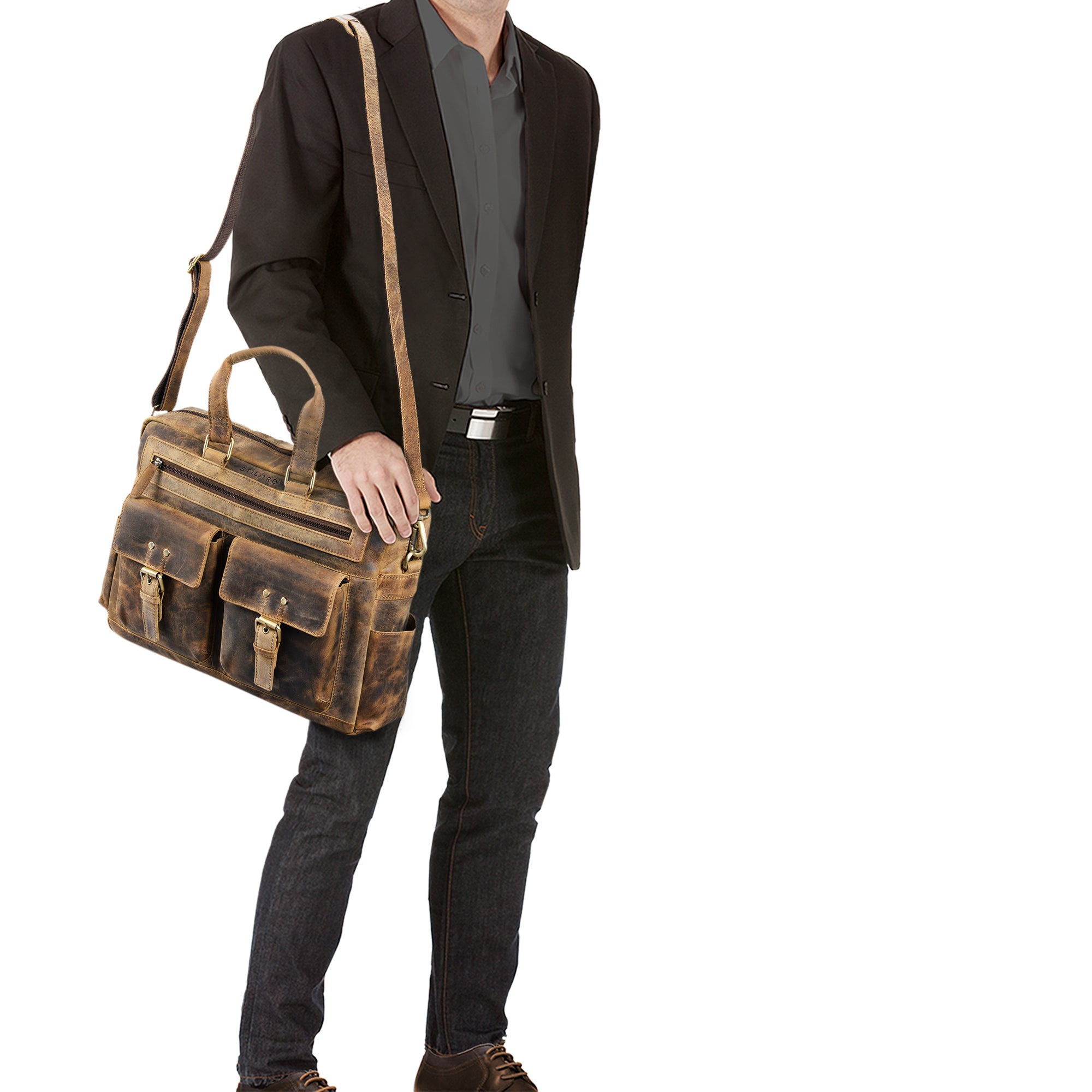 Leder Businesstasche Laptopfach 15.6 Zoll