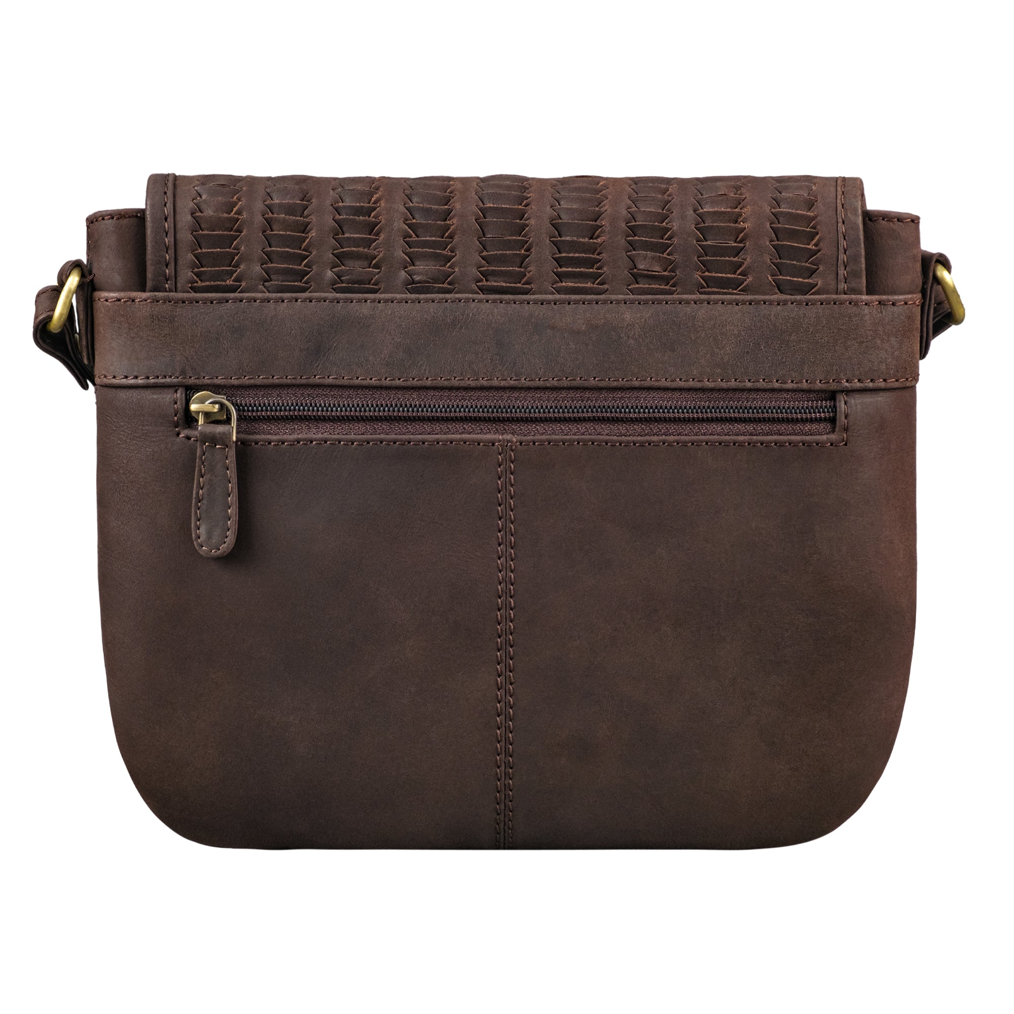 Damen Umhängetasche Leder braun aus der Rückansicht