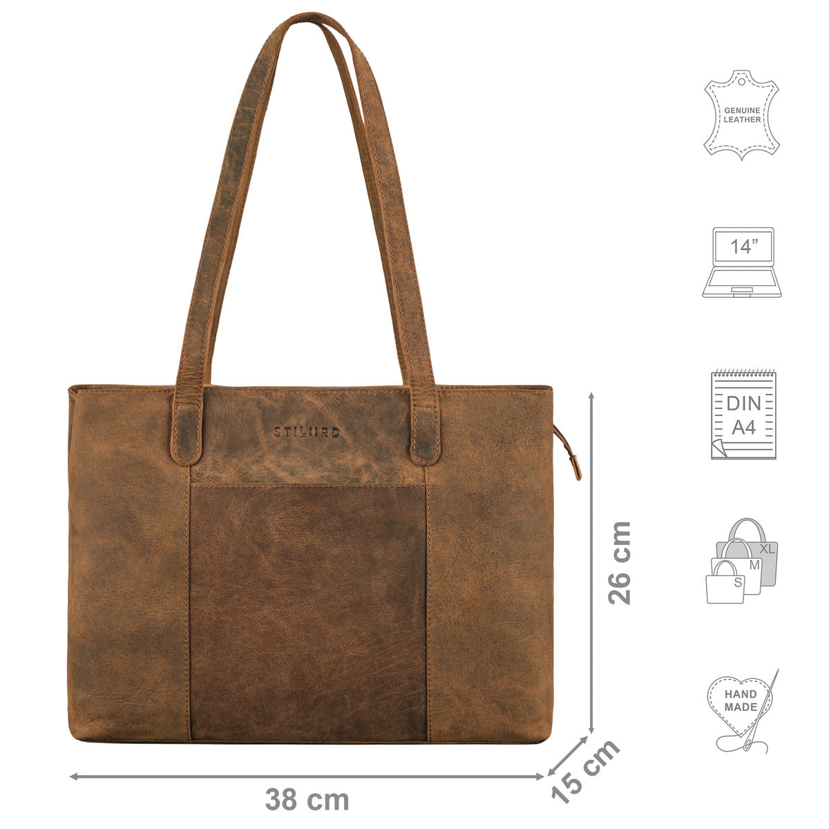 Tote Bag Damen Leder groß braun