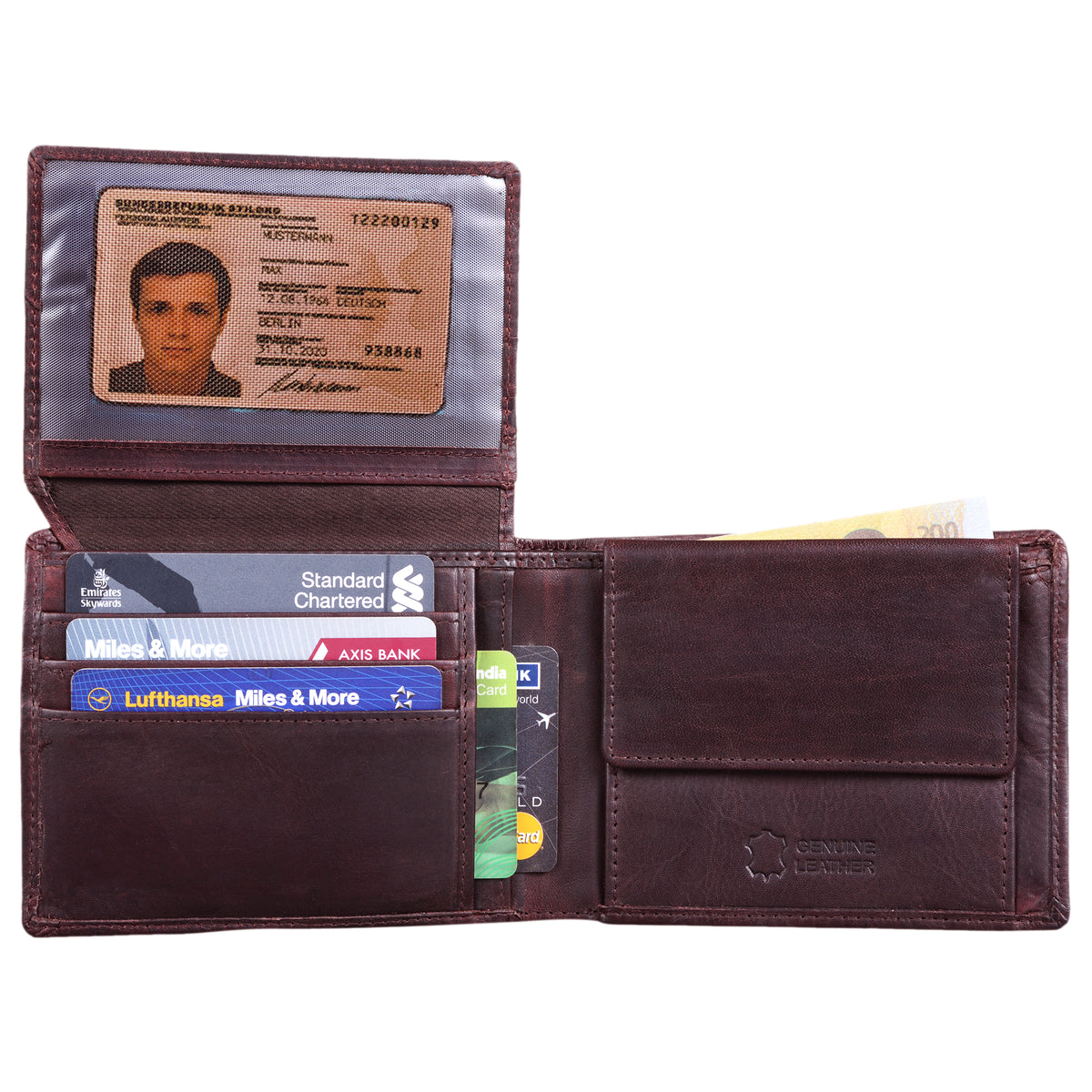 Bifold Leder Portemonnaie Herren Vintage