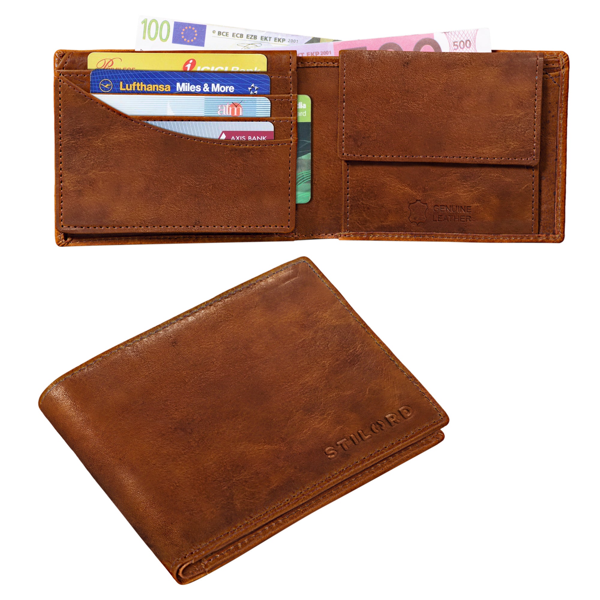 Vintage Portemonnaie Leder Herren braun