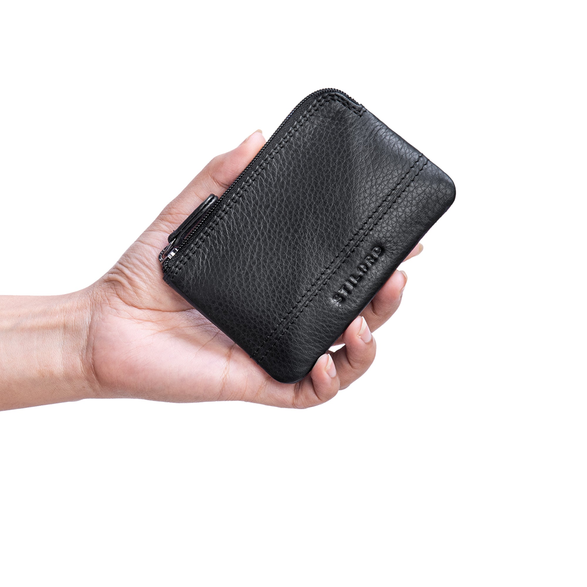 Etui für Schlüssel Herren Leder schwarz