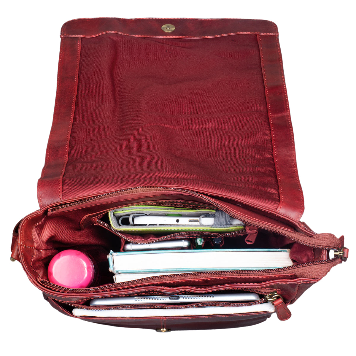 Ledertasche Damen Echtleder rot