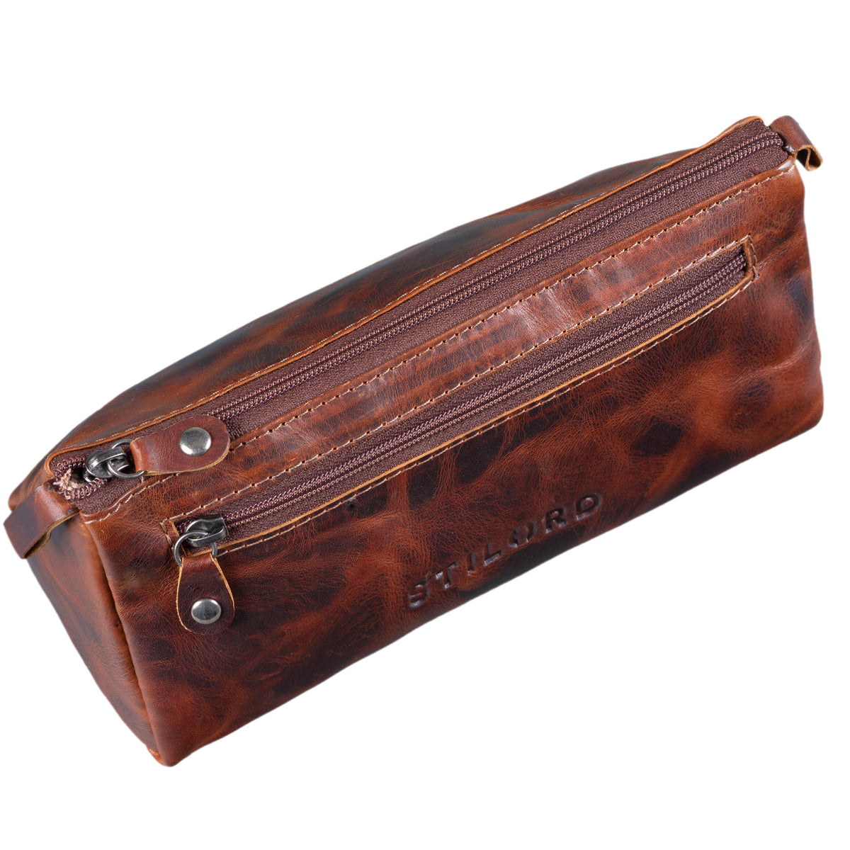 Leder Federmappe Etui Vintage braun
