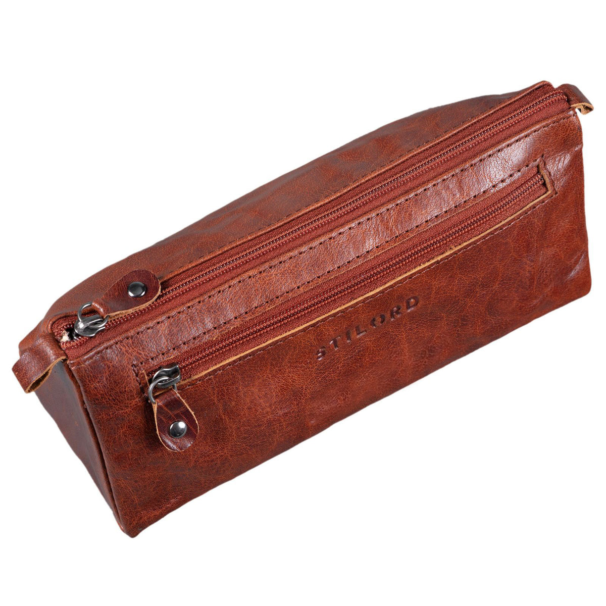 Leder Stifte Etui braun Vintage