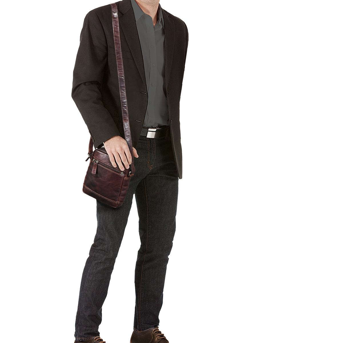 Leder Cross Body Bag Herren Vintage