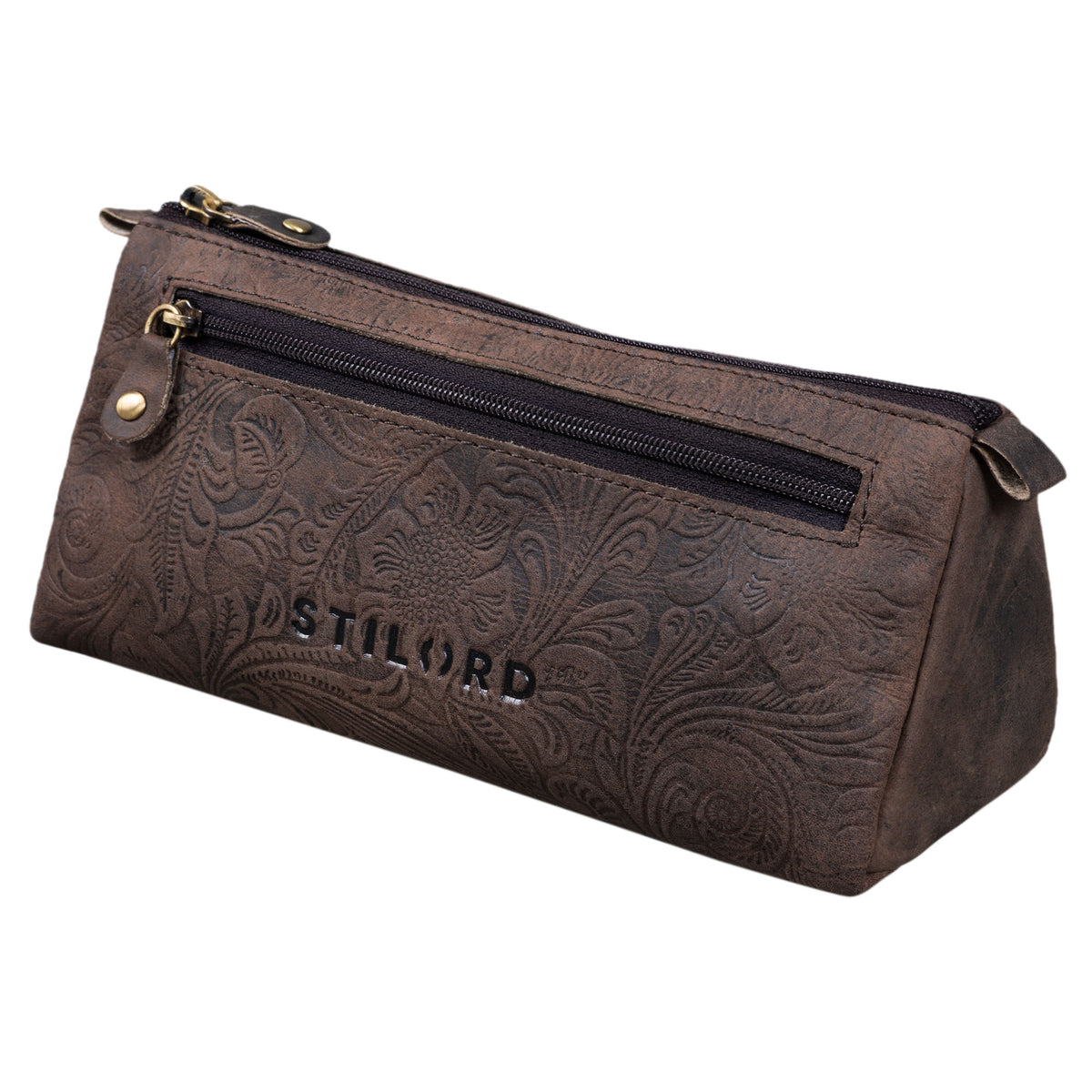 Vintage Leder Griffelrolle Frauen braun