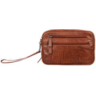 Handgelenktasche braun echtes Leder