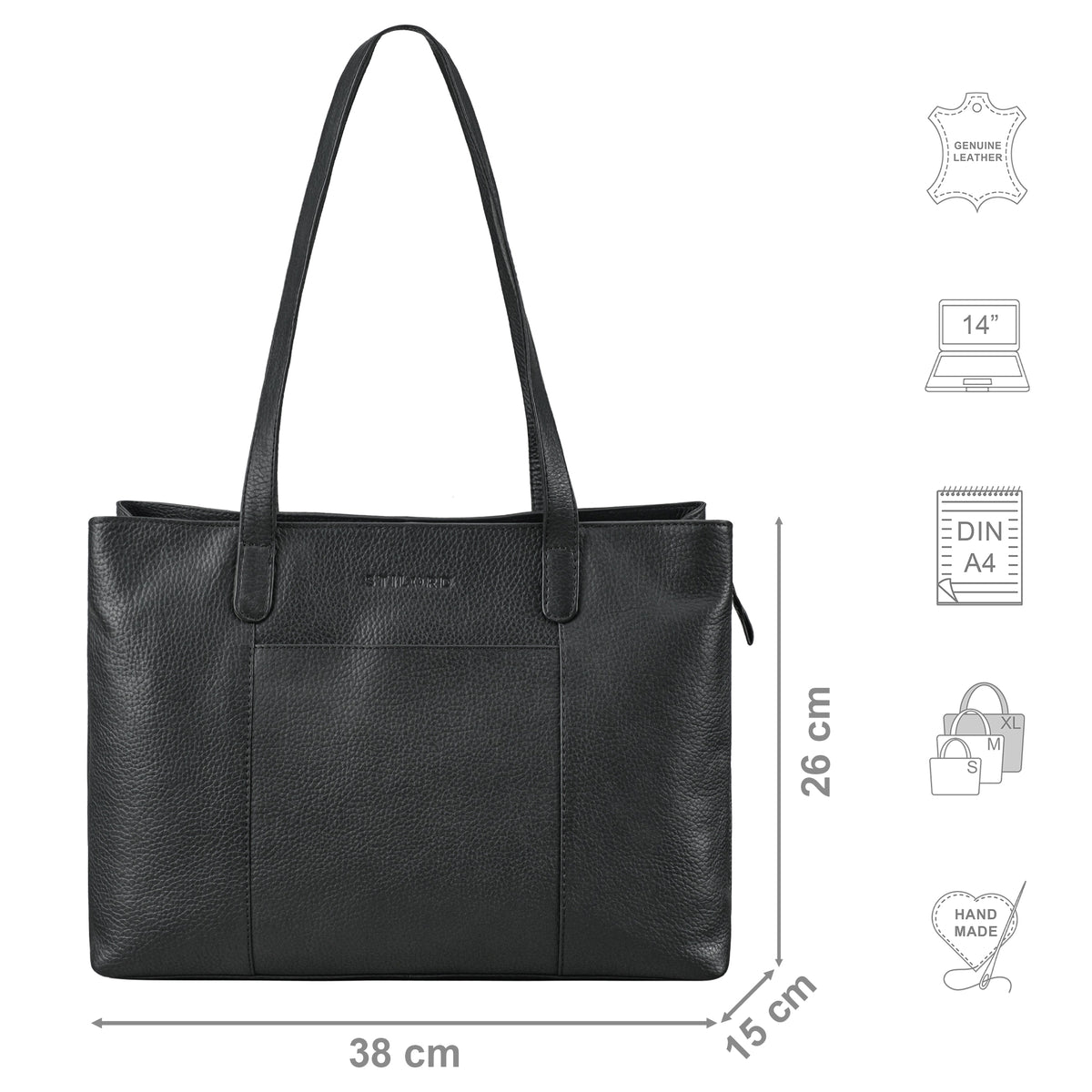 Tote Bag Damen Leder groß schwarz
