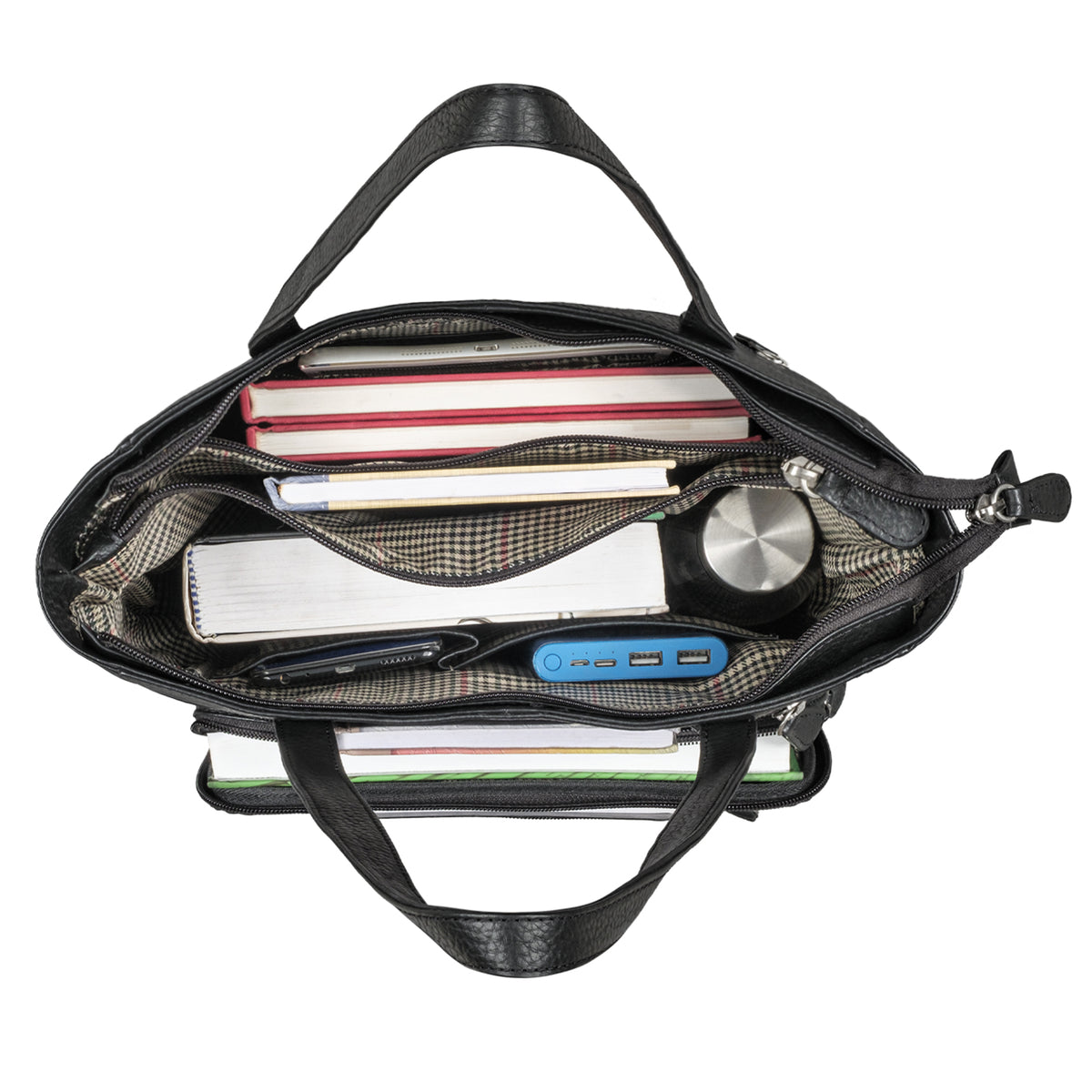 große Handtasche Damen Leder schwarz
