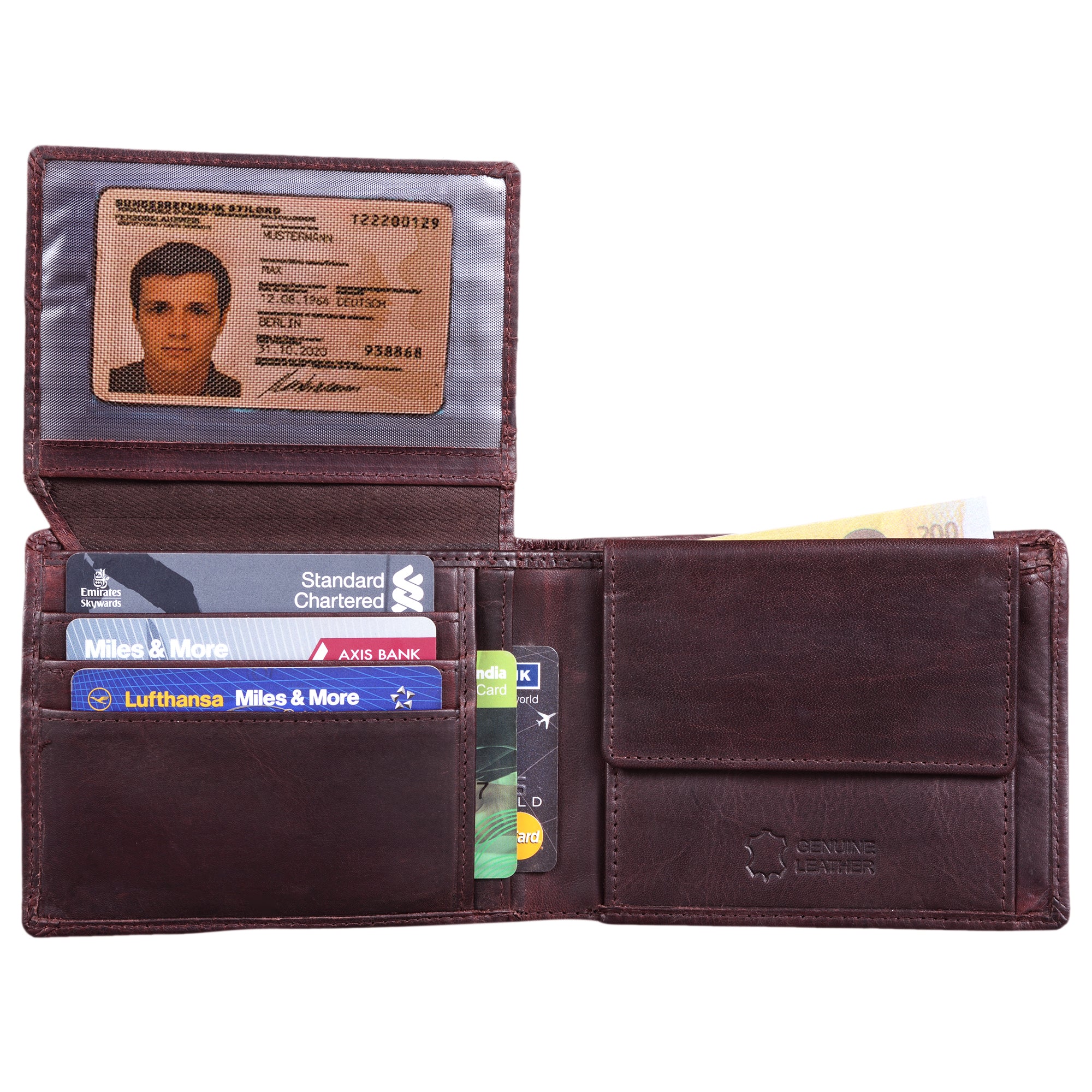 Bifold Leder Portemonnaie Herren Vintage