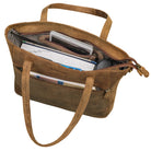 Damen Henkeltasche Leder braun mit großem Hauptfach