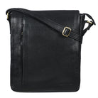 Schwarze Leder Messenger Bag mittel groß