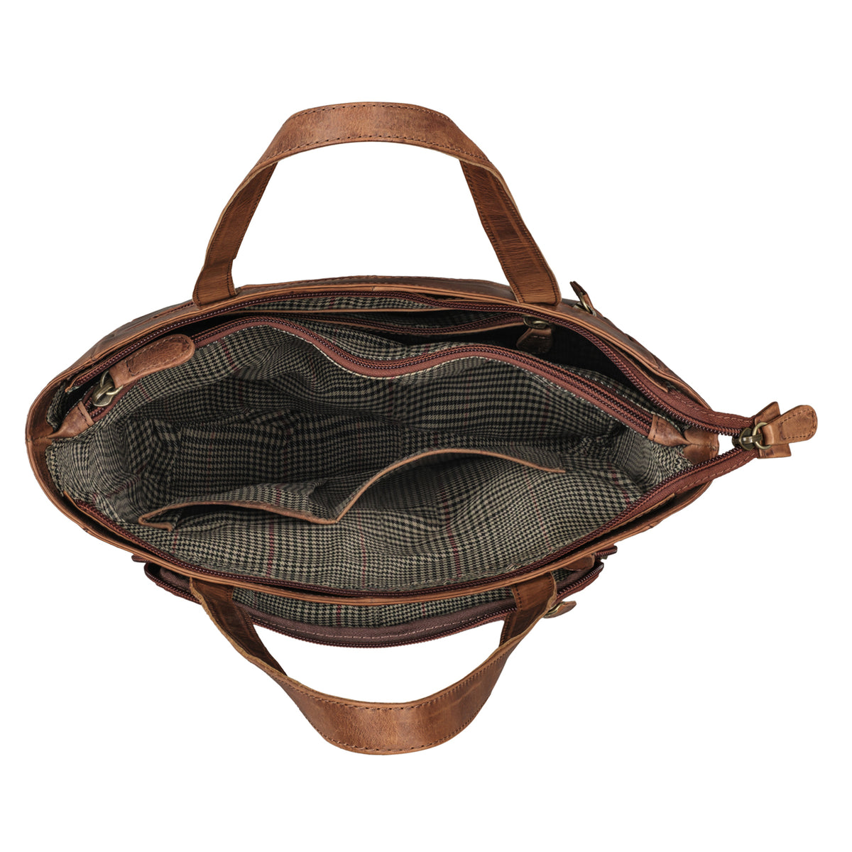 Schultertasche Damen groß Leder cognac