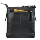 Leder Schultertasche Damen schwarz