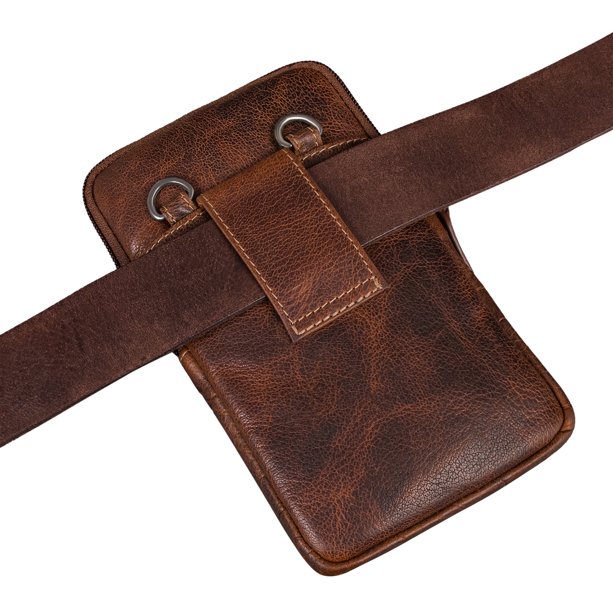 Leder Brustbeutel Damen Herren mit Gürtelschlaufe