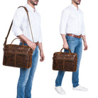 Aktentasche Leder Herren Braun Groß